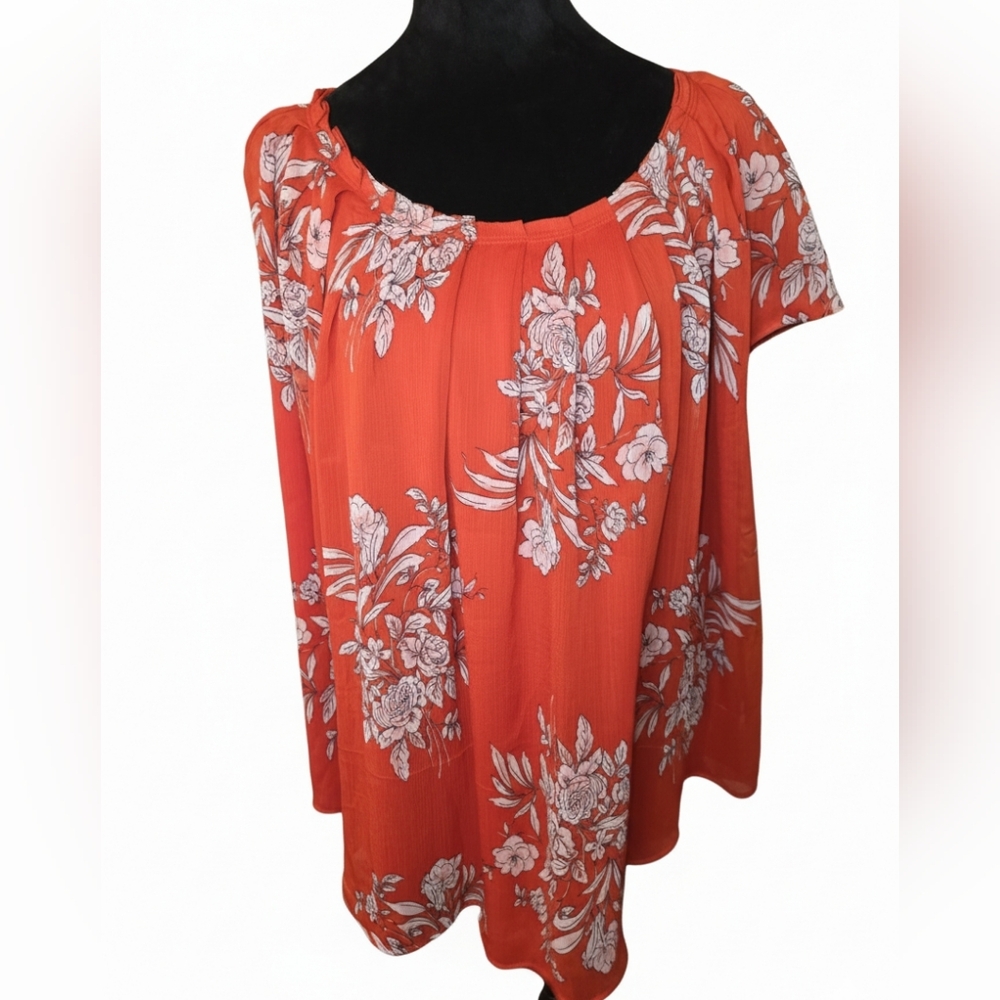 2 For $20 LC‎ Lauren Conrad Coral Floral Blouse 3x